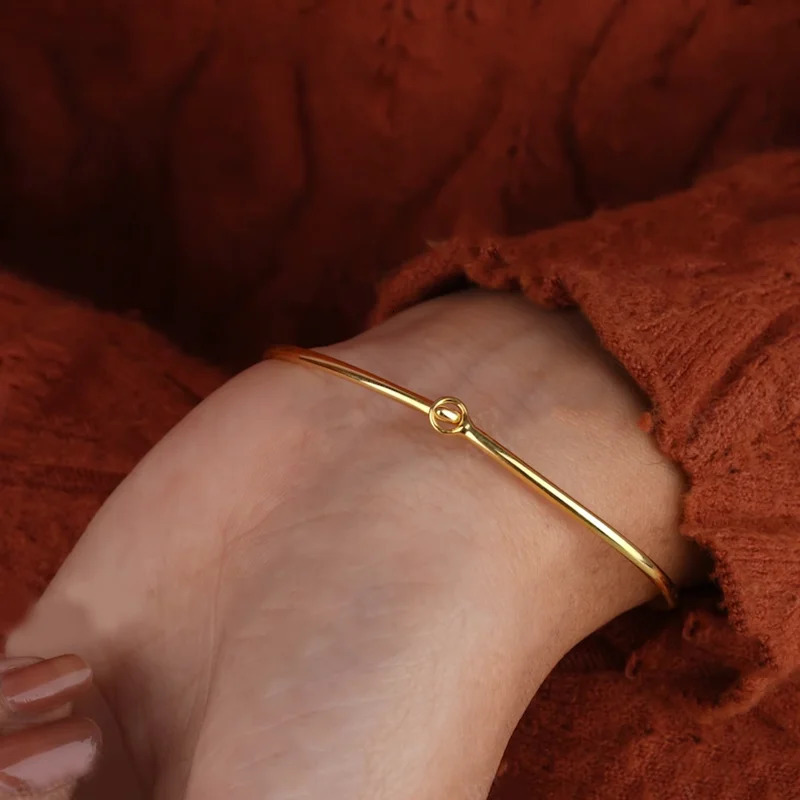 Lnngy Original and Pure 925 Sterling Silver Cuff Bangle Bezel 5mm Bracelet For Women Simple Hand Chain Jewelry 250107