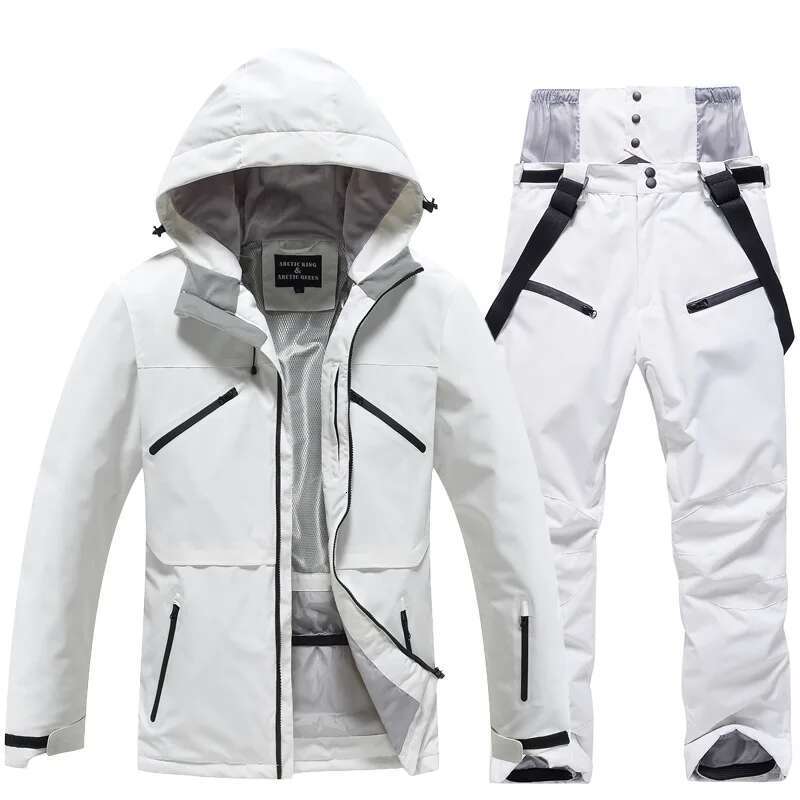 2025 Fashion Men Women Winter Ski Suit Windproof Waterproof Snowboard Jacket And Pants Snow Clothes Female Skiwear Pure White