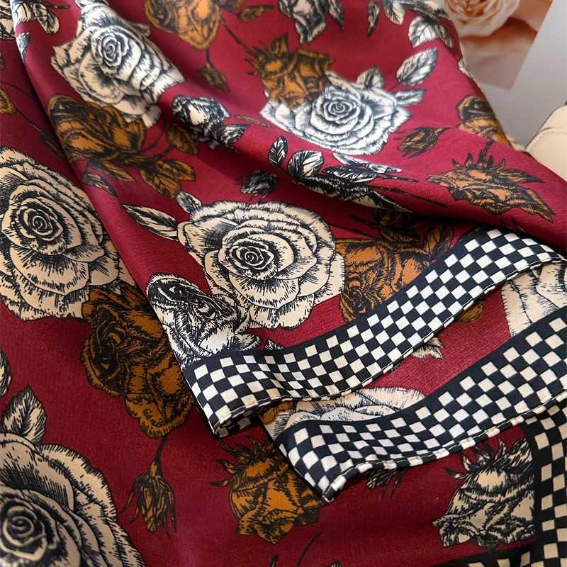 Fashion luxury brand silk shawl square scarf womens headscarf floral print scarf wrapped necklace headband W250107