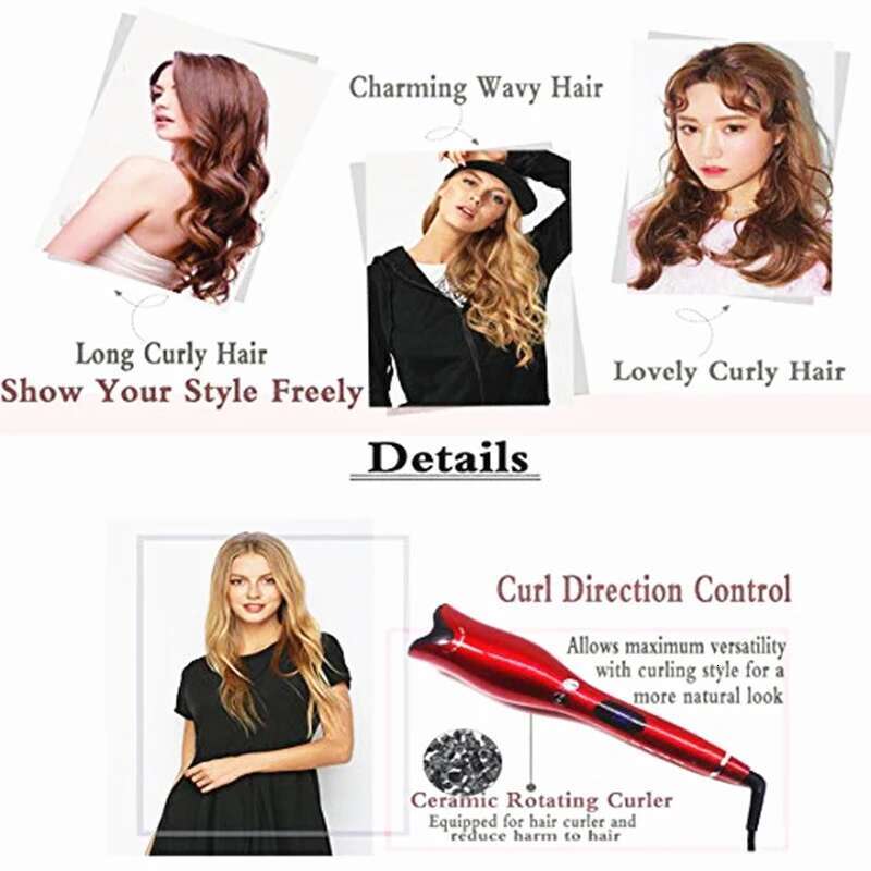 Multi-Automatic Curler Button Curg Iron Negative ion Ceramic Rotating Wave Magic Roller Spin Wand Hair Styg Tool