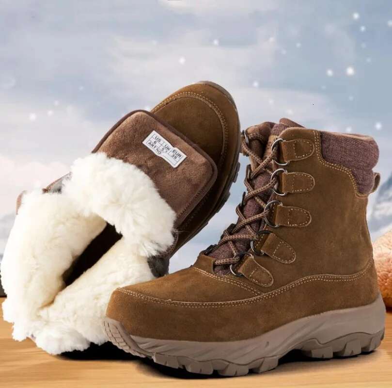 Ddmyoutdoor China Domestic Men Winter Snow For Waterproof Genuine Leather Wool Sneakers Super Warm Men S Outdoor Male Hiking Boots Work Shoes