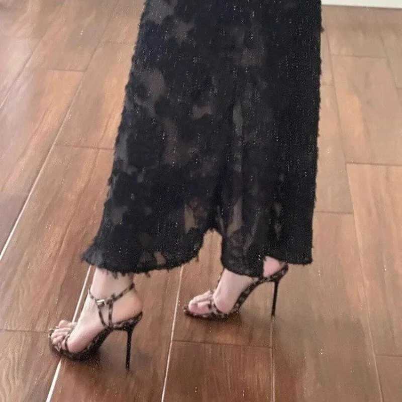 Brand Wen Shoes 2024 Retro Leopard Print Wens Sexy Stiletto Party hot Pr High H Summer Fashion Slingback Sandals Z250107