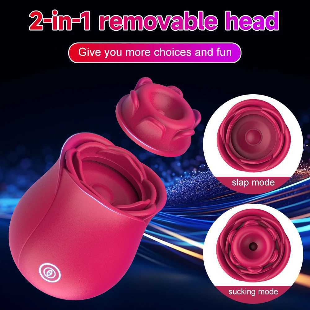 Rose Flower 2 In 1 Detachable Vibrator Sucking Beating Nipple Clitoral Stimulator Powerful G-spot Vaginal Vibrator Sex Toys XJ250618