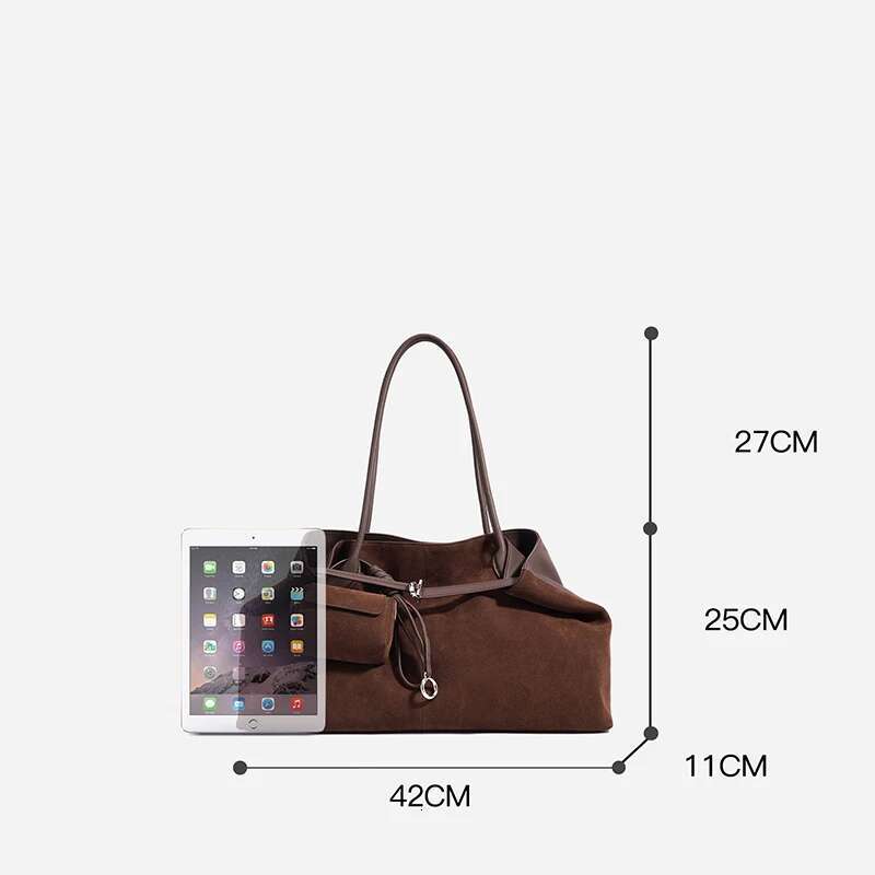 Suede Genuine Leather Underarm Bag With Mini Purse For Women Winter Elegant Matte Large Capacity Shopping Bag Shoulder Bags