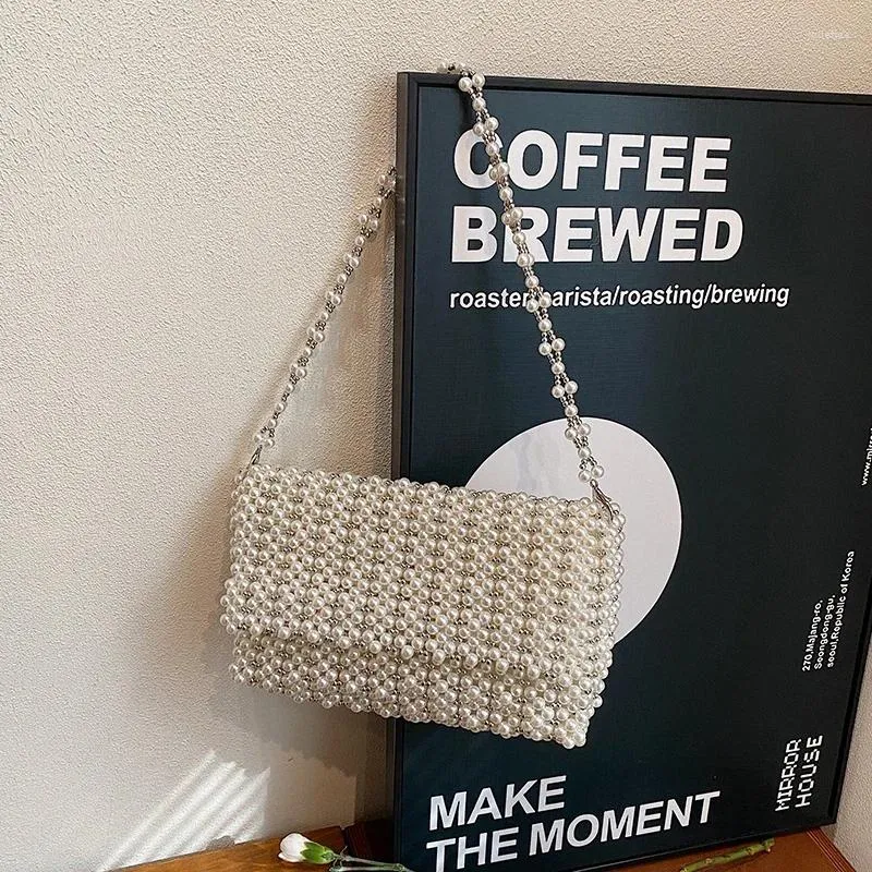Chic Women's Crystal-Embellished Transparent Shoulder Bag with Feminine Pearl Detailing - Versatile Fashion Coin Purse & Cosmetic Case