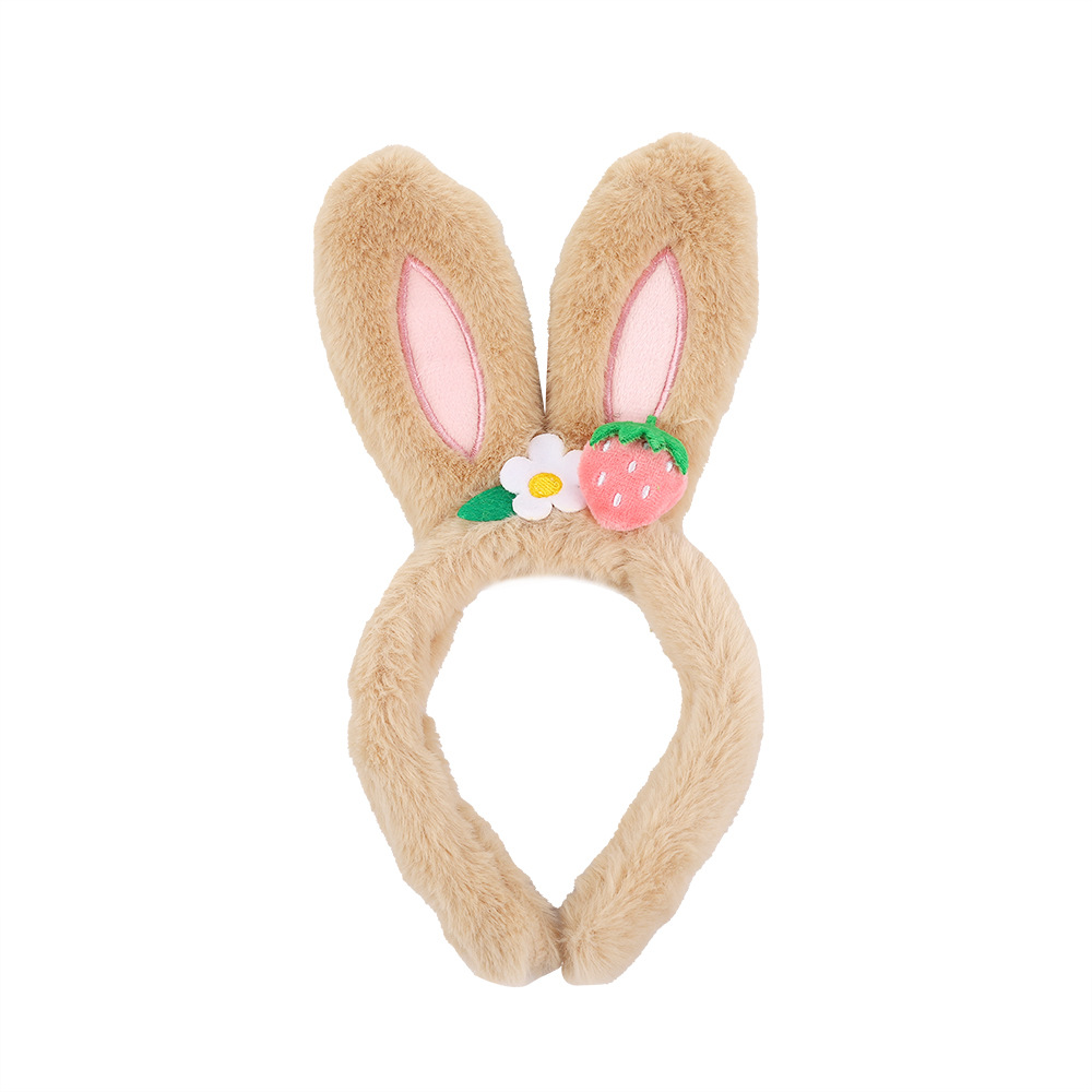 Wash face anti slip headband cute couple style compression headband cartoon teddy bear bunny plush headband hair tie hair clip