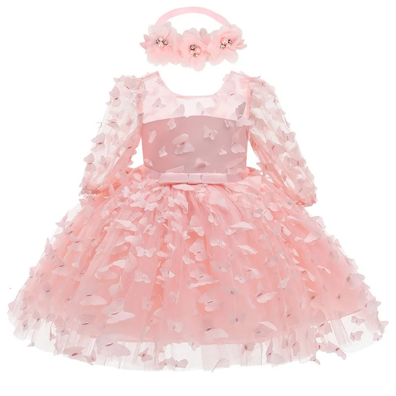 Baby Princess Dress Jacquard Birthday Party Dress Long Sleeve Bowknot Holy Communion Party Poncho Dress Girl with Headwear 250107