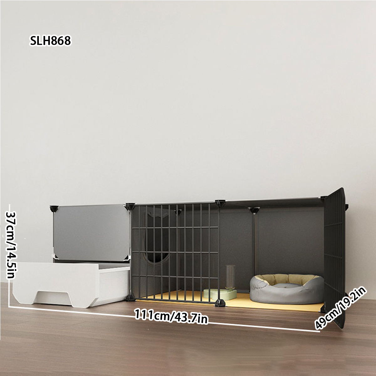 Indoor Cat Villa House with Combined Litter Pan and Toilet Spacious Feline Habitat