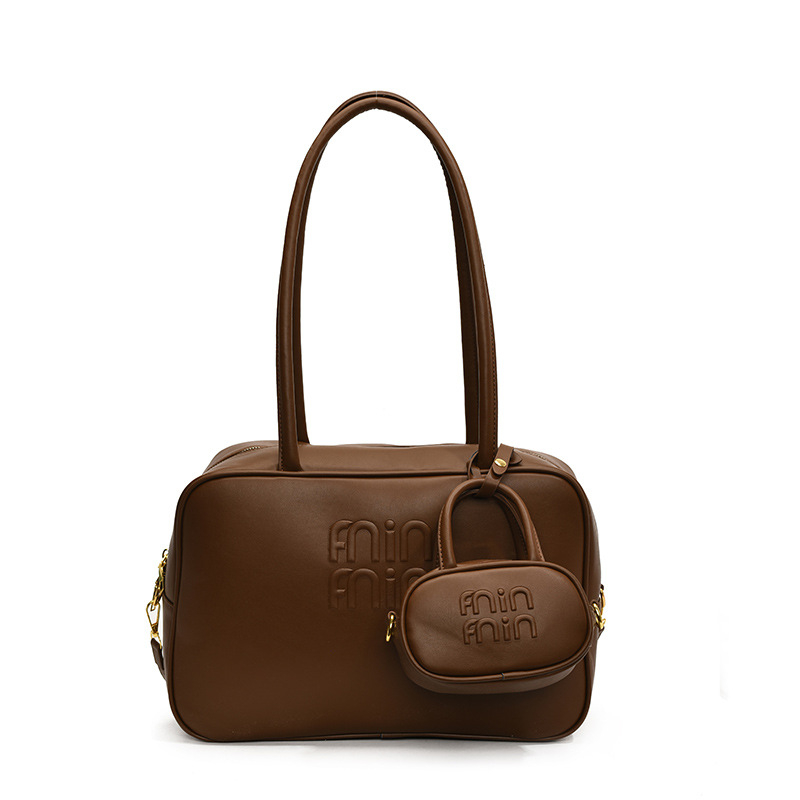 2025 new free shipping designer Single shoulder Vintage solid color casual versatile Tote bag composite package fashionable women black white brown