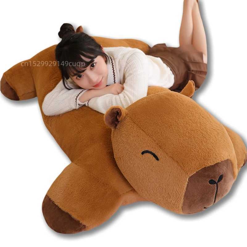 Giant Kaii Capybara plush doll floor mat Qu animal brown Capybara plush carpet home decoration gifts for boys and girls W250107