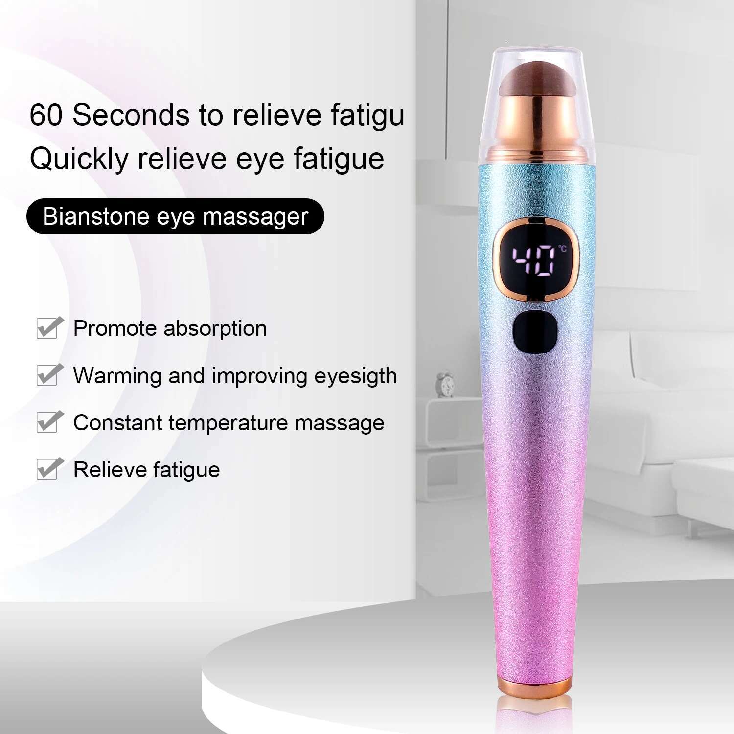Stone Needle Eye Massager Heat Tool/Meteorite Wand Roller Pen Reduce Wrinkle Fatigue Puffiness Dark Circles Acupuncture Therapy