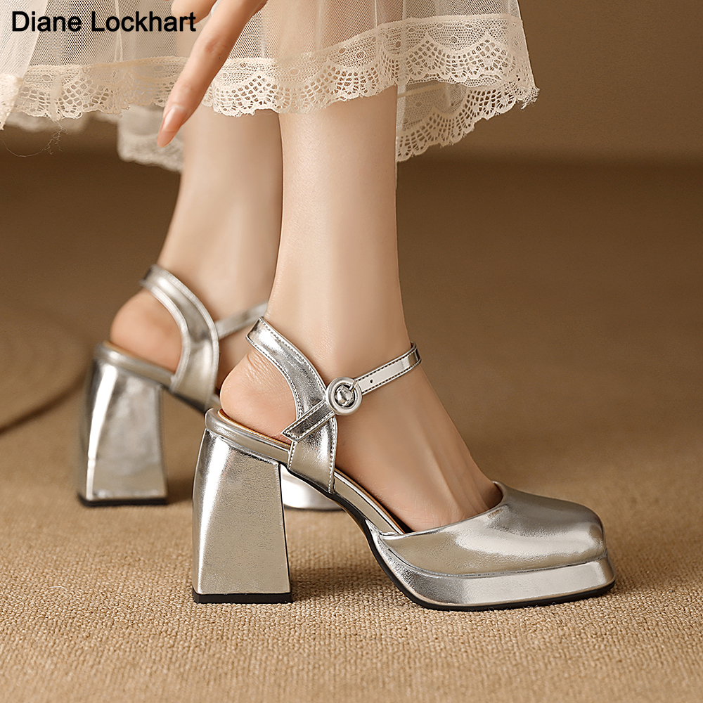 Women's Sandals Summer Pumps New 2024 Ankle Straps Gold Sier High Heels Flip Ps Female Party Shoes Designer Big Size