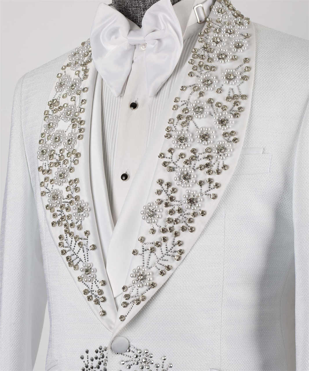 Gorgeous Wedding Tuxedos Beaded Pearls 1 Piece Set Jacket One Button Men Suits Shawl Lapel Groom Wear Party Event Customized