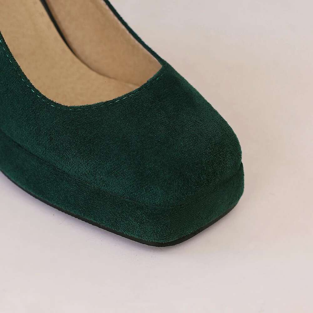 Punk Platform High Heels Women's Ankle Strap Mary Janes Woman Green Beige Block Heeled Party Shoes Chunky Pumps