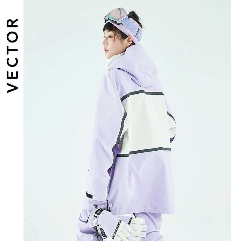 VECTOR Ski Women's Hooded Sweater Reflective Trend Wear Thickened Warmth And Waterproof Skis Equipment Suit Women