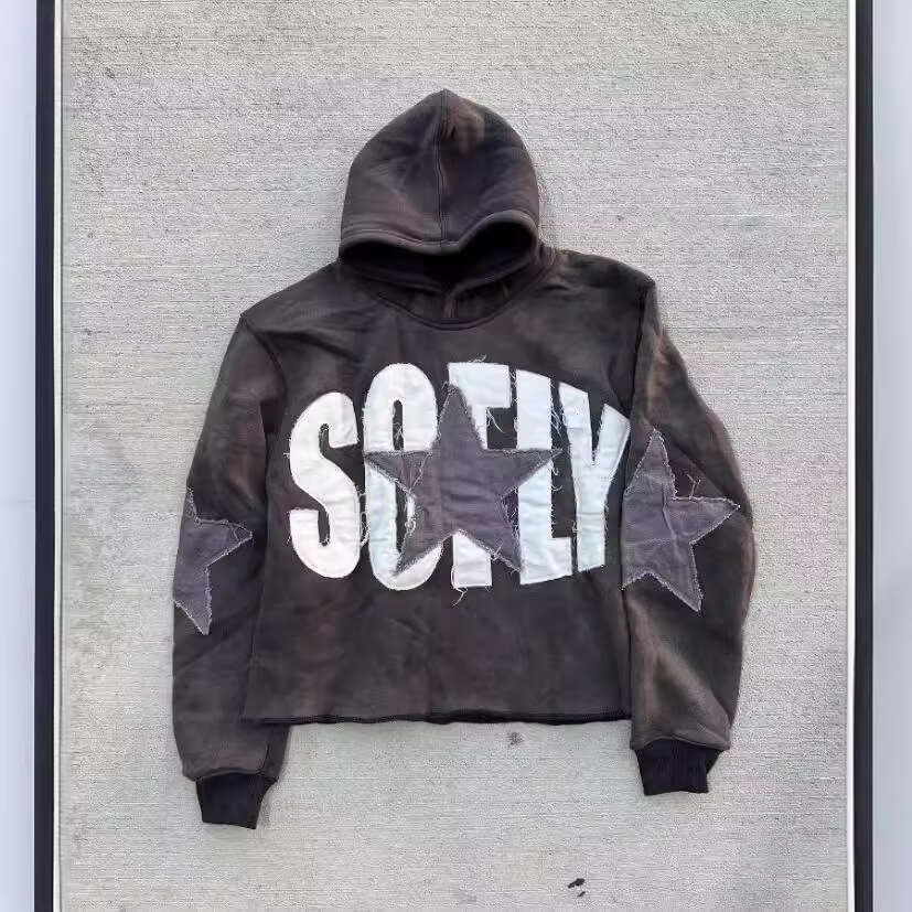 New Fashion Hoodie with Star Embroidered Long Sleeves and Loose Hoodies