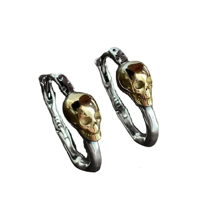 VENFTILLE Silver Gold Color Skull Hoop Earrings for Women Girl Punk Hiphop Jewelry Dropship Wholesale 250103