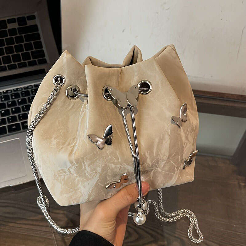 1pc Elegant Faux Leather Crossbody Bucket Bag for Women, Geometric Pattern, Lightweight with Nylon ing Stylish Drawstring Closure Ideal Valentine'