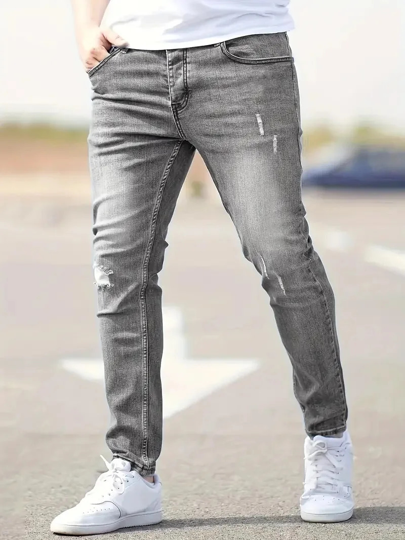 Mens Jeans Casual Skinny Pants Stretch Denim Trousers Male Slim Fit Straight Pants Fashion Jeans Soild Pencil Pants Man Clothing 250106