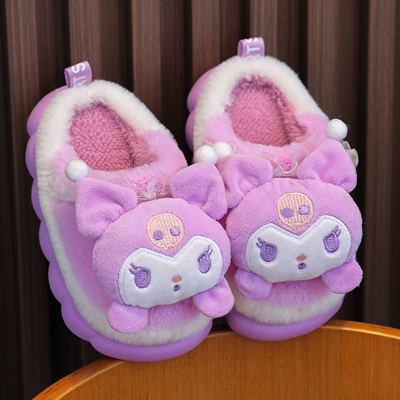 Toddler New Winter Cute Cartoon Non-slip Children's Plush Slippers Soft Sole Fluffy Kidsnest Kids Girls Youth Indoor Mule Warm Home Cotton Shoes  - view 5