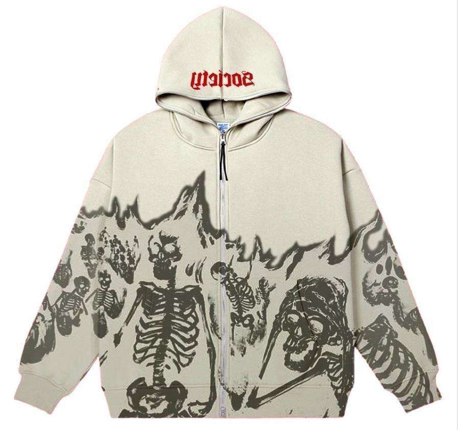 Y2K Millennium Round Neck Skeleton Sweater Couple Style Autumn/Winter New Long sleeved Skull Top Coat