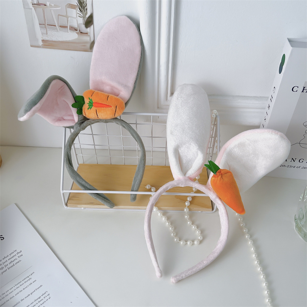Internet celebrity style girl heart cute rabbit ear hair headband Forest series sweet radish small rabbit headband adult fun plush headwear