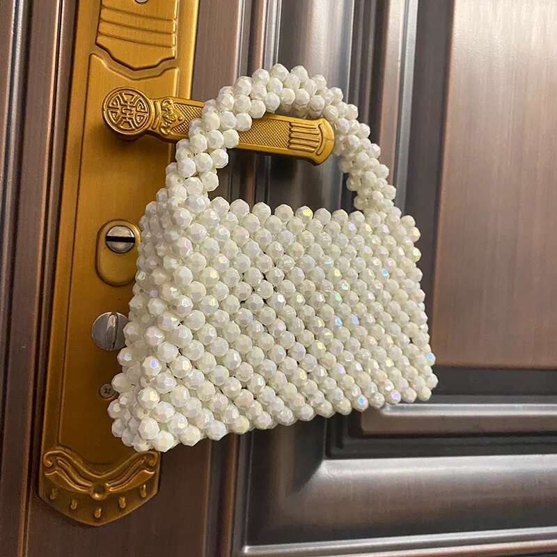 Bg Beads Bags Handmade Woven Beaded Women's Fashion Design Handbag Customized Acrylic Stone Ladies Party Clutch 2023