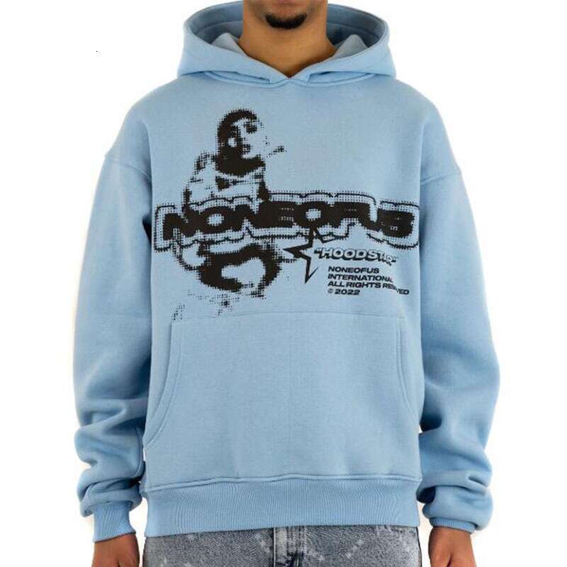 Trendy Brand Fashion Street Y2K Printed Hoodie Hip Hop Two Piece Set