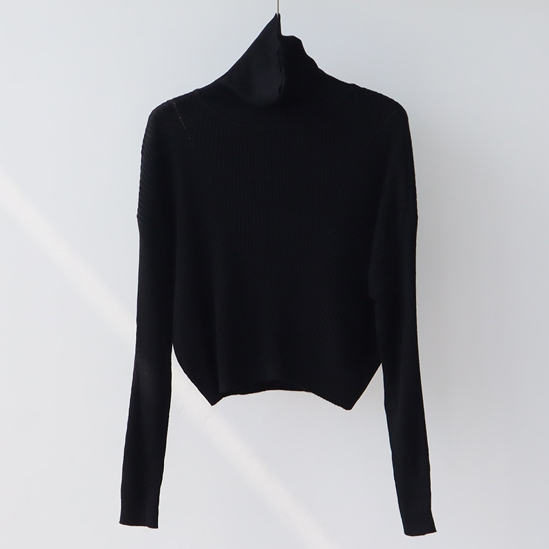 DGBB10 Women's Wool Blend Pleated Pullover with Soft Half Turtleneck