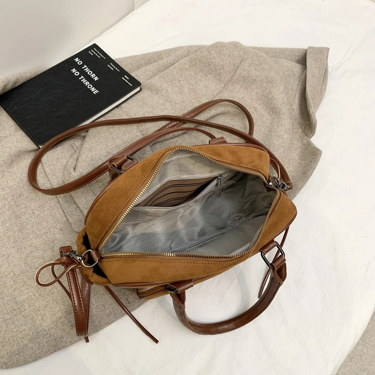 Ddmymarket Retro Small PU Leather Top-handle Bags for Women 2024 Winter Y2K New Fashion Crossbody Shoulder Bag Handbags