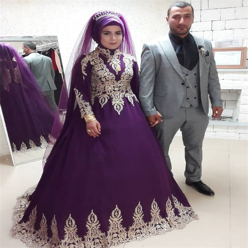 Traditional Purple Turkish Evening Dress Elegant Caftan Moroccan Prom Dress Islamic Muslim Formal Party Gown Appliques Lace Vestio De Novia 2025 Abaya