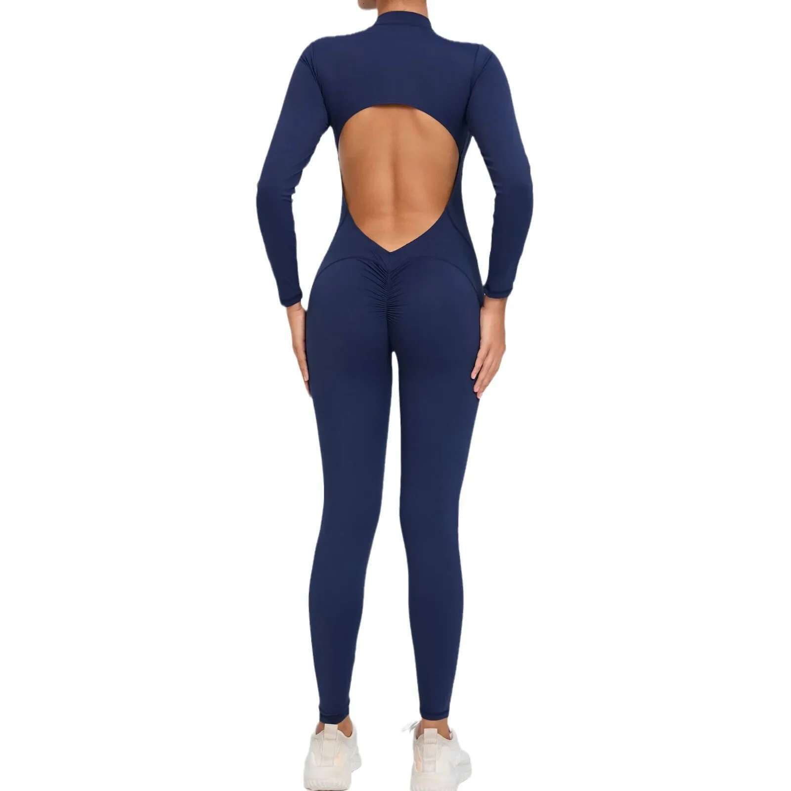 Sports Jumpsuit Woman Gym One Pieces Fiess Overalls Jumpsuits Summer Sexy Clothes For Women Long Sleeves Sportswear Blue