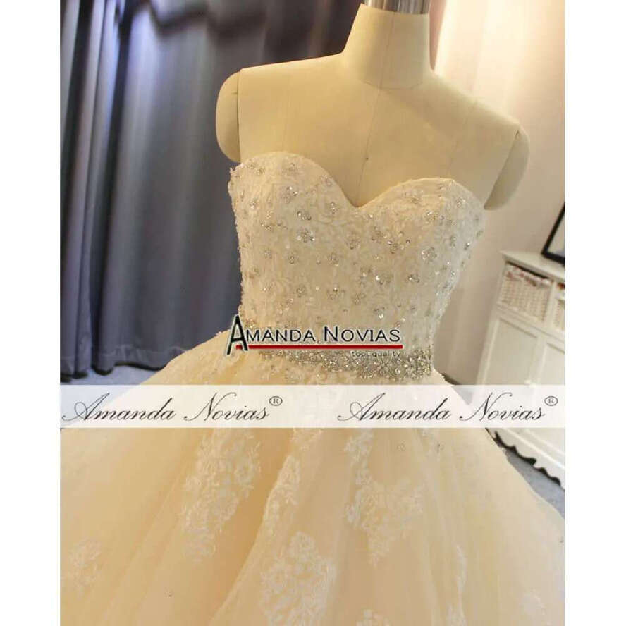 Simple Strapless Wedding Dress Champagne Plus Size