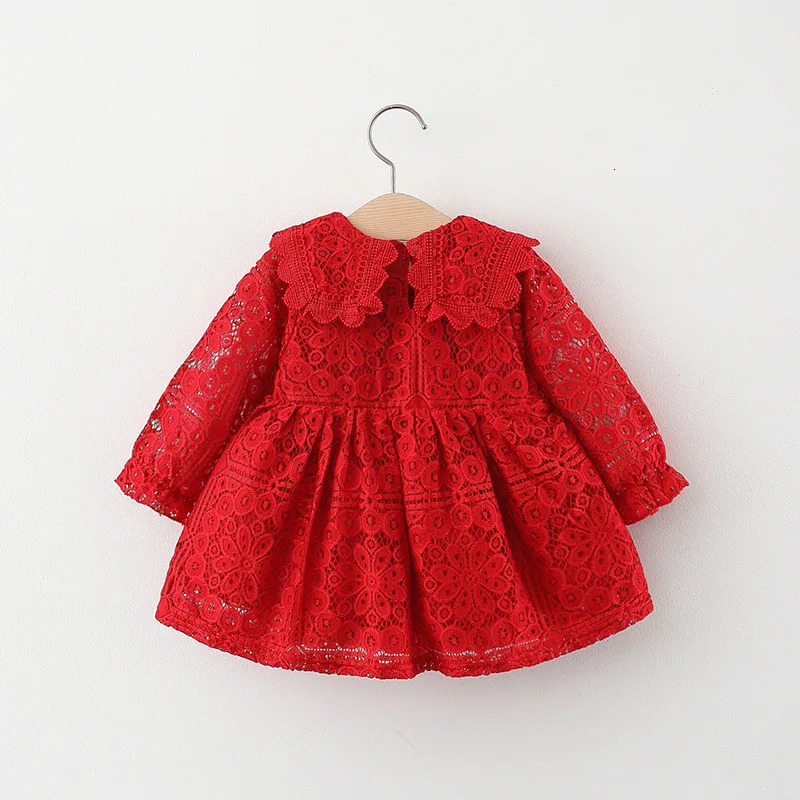Spring Autumn Toddler Girl Clothes Korean Fashion Doll Collar Long Sleeve Lace Baby 1st Birthday Dresses Princess Dress BC050 250107
