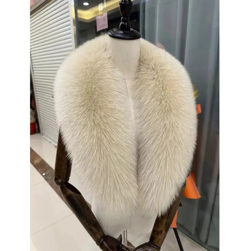 Real Fox Fur Collar Natural Fur Collar Scarves Women Good Quality Fur Hooded Fur Decor Large Size Neck Warmer Fur Scarf Shawls 250106