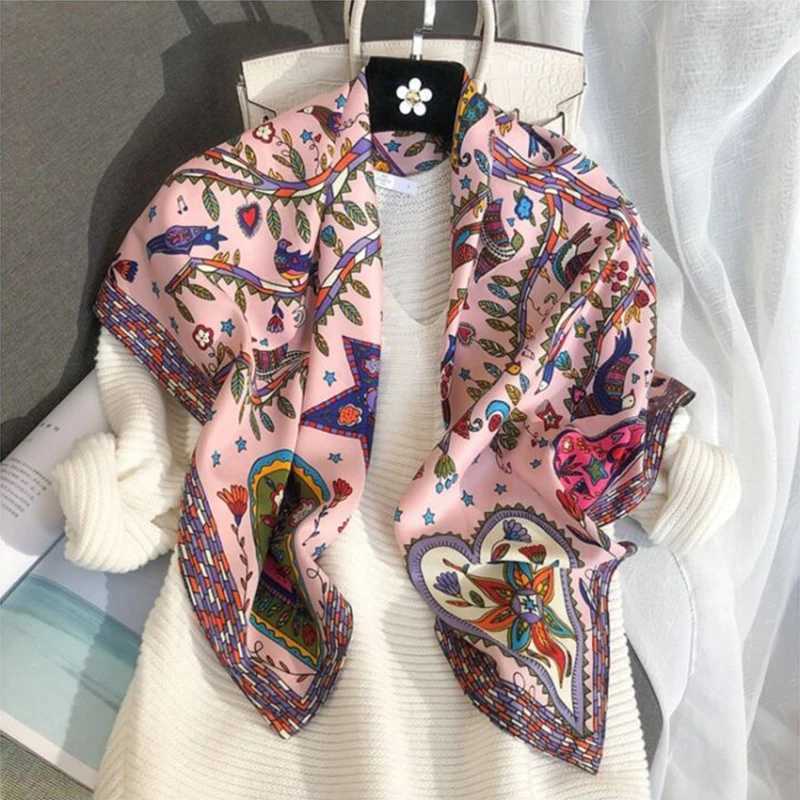 90 * 90cm square scarf twill cotton felt womens shawl and wrapped luxury printed scarf headscarf Bandana Pashmina W250107