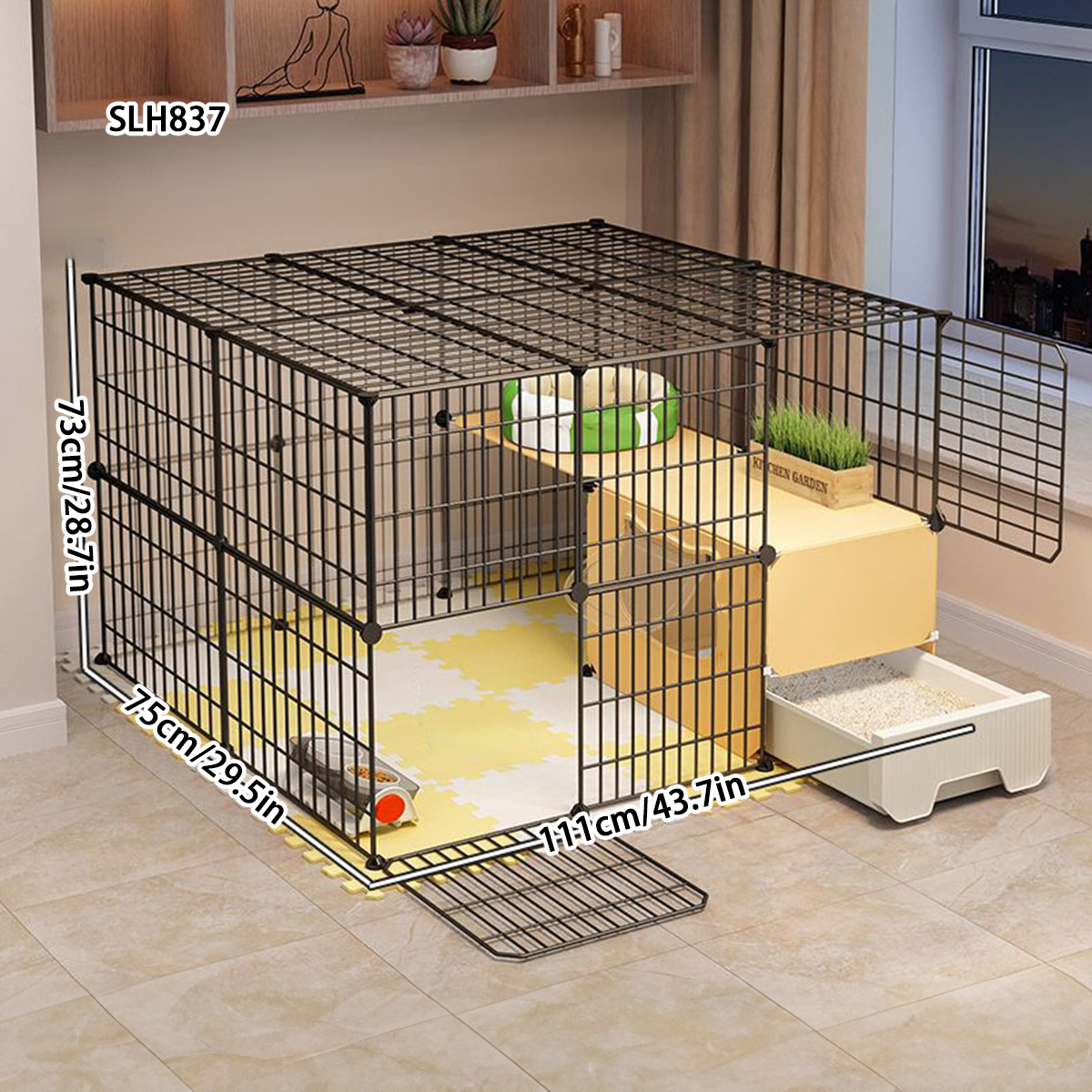 Spacious Dual Layer Indoor Cat House with Bedroom, Bathroom, and Lounge Area - Ideal Pet Habitat