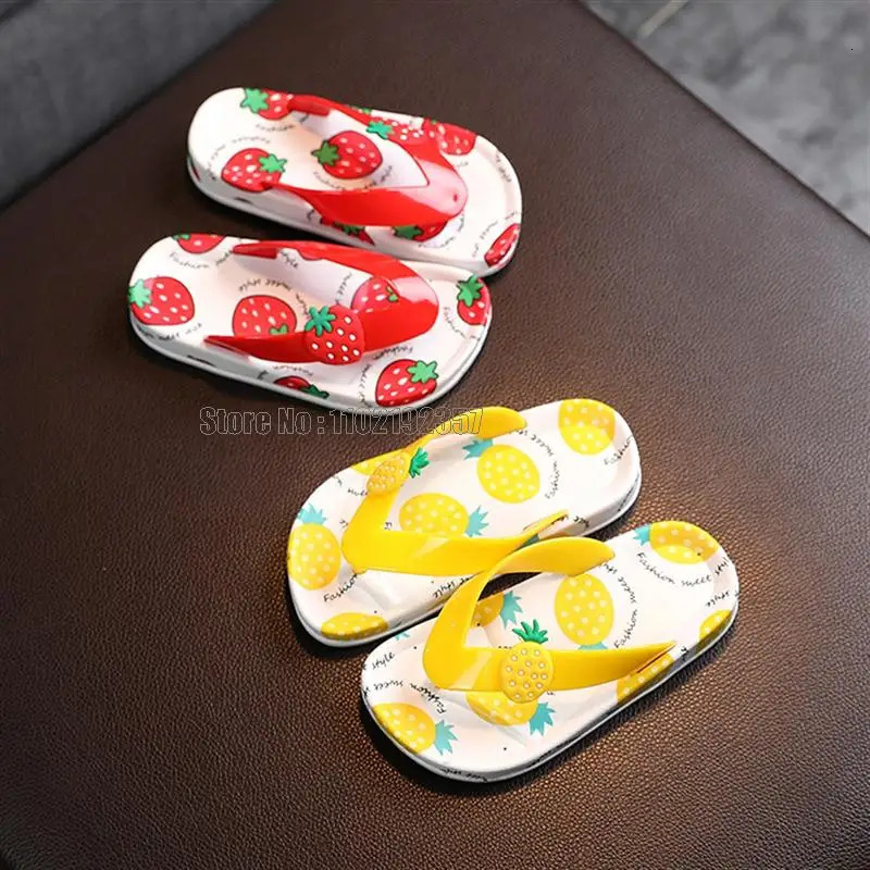 Cartoon Fruit Pattern Flip Flop Kids Summer Slippers Baby Girls Beach Shoes Travel Children Light Portable Sandal 250106