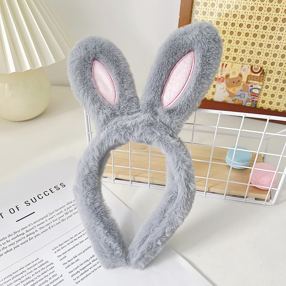 Wash face anti slip headband cute couple style compression headband cartoon teddy bear bunny plush headband hair tie hair clip
