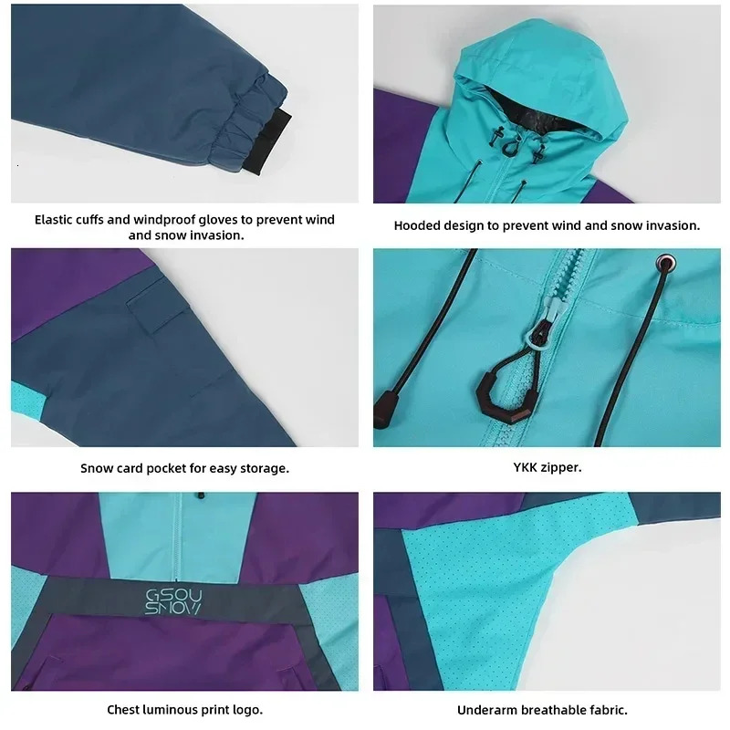 2025 Winter Jackets New Loose Snow Tops Women Waterproof Outdoor Windproof Snowboard Clothes Couple Coat Men Skiing Hoodie