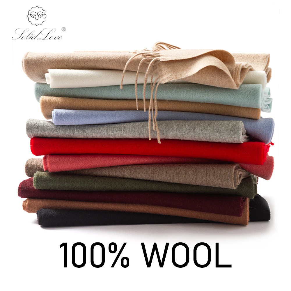 Solidlove Wool Winter Scarf Women Scarves Adult Scarves for ladies 100% Wool scarf women Fashion Cashmere Poncho Wrap 250106