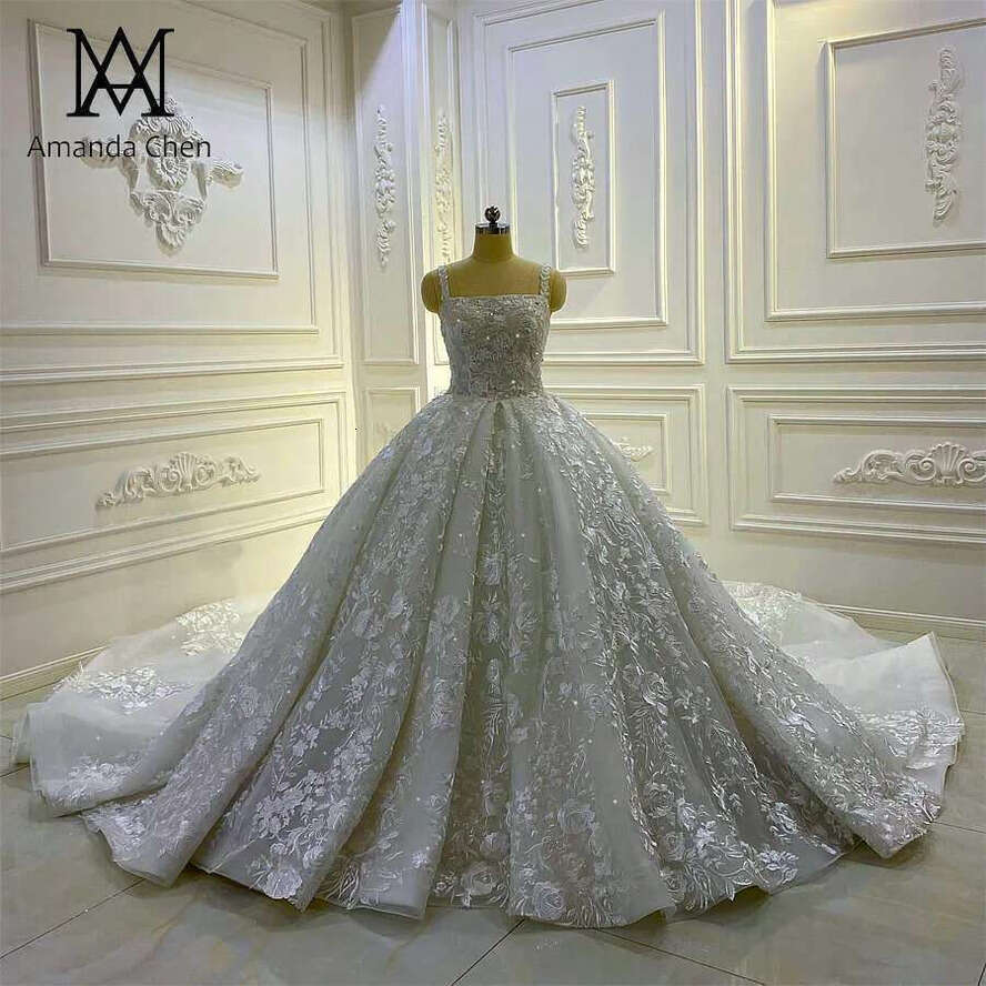Bridal Dress 2024 Straps Square Necke Ball Gown Lace Wedding Dress