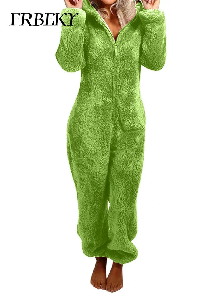 Jumpsuit Women Autumn Winter Thickened Hooded One Pieces Elegant Overalls for Full Length 250103