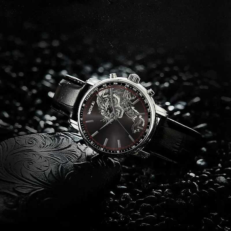 2024 New Fashion Tiger Dial Watch Mens Business Wristwatches Casual Leather Band Quartz Watches Men Dropshipping Montre HommeX250107