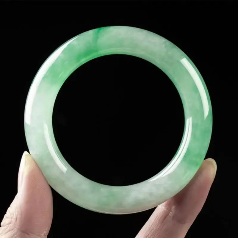 Jewelry Accessori Myanmar Ecological Pattern Pure Natural Ice Kind Green Flower Bracelet 250107