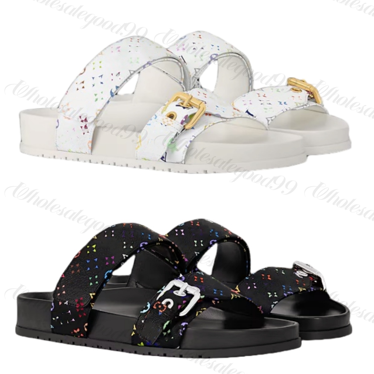 Luxury takashi murakami pillow Flat Comfort Mules slide Sac Designer Sandals Womens Men sandale Denim leather Casual slippers Bom dia Pool Summer Beach Loafer shoes