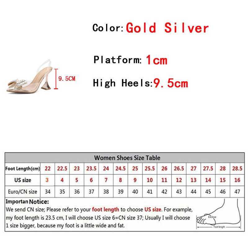 Liyke 2025 New Sier Crystal Bowknot Wen Hot Pumps High New H Transparent Sandals Sexy Pointed Toe Wedding Banquet Shoes Size 41 Z250311