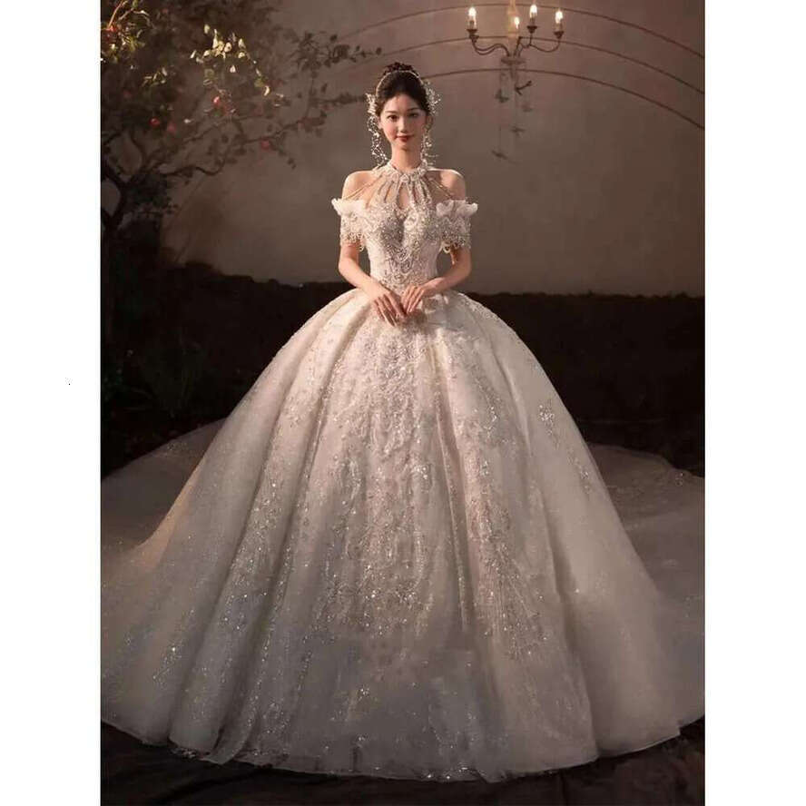 Sparkle Glaring Crystals Lace Wedding Dresses Ball Gown Offhoulder Plus Size Princess Bridal Gowns For Women Robe De Mariee Sweep Train Bride Dress Ve