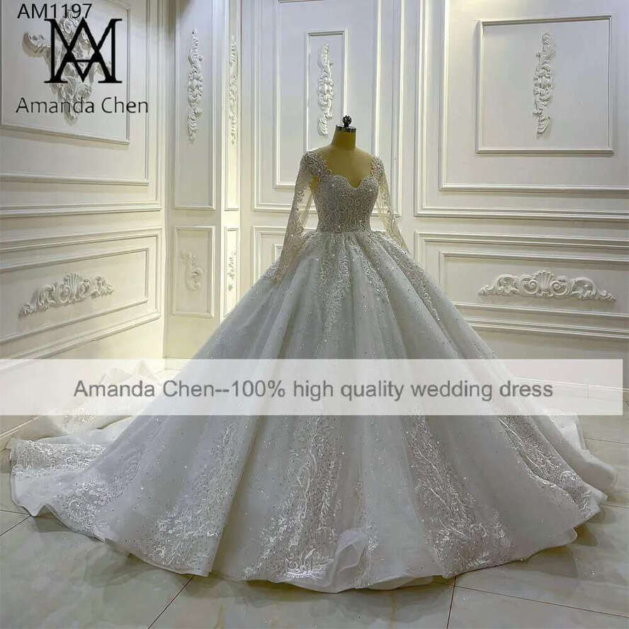 Crystal Full Sleeve Mermaid Wedding Dress