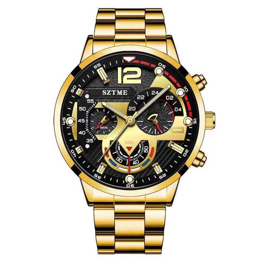 Trendy hot sale live mens fashion stainless steel band business watch luminous pointer with calendar quartz watchX250107